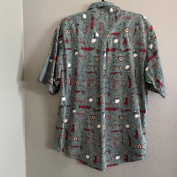 Vintage Bugle Boy Shirt Men’s Large Golf Button Up Fore! Golfer Club Tee Sports - Picture 6 of 6